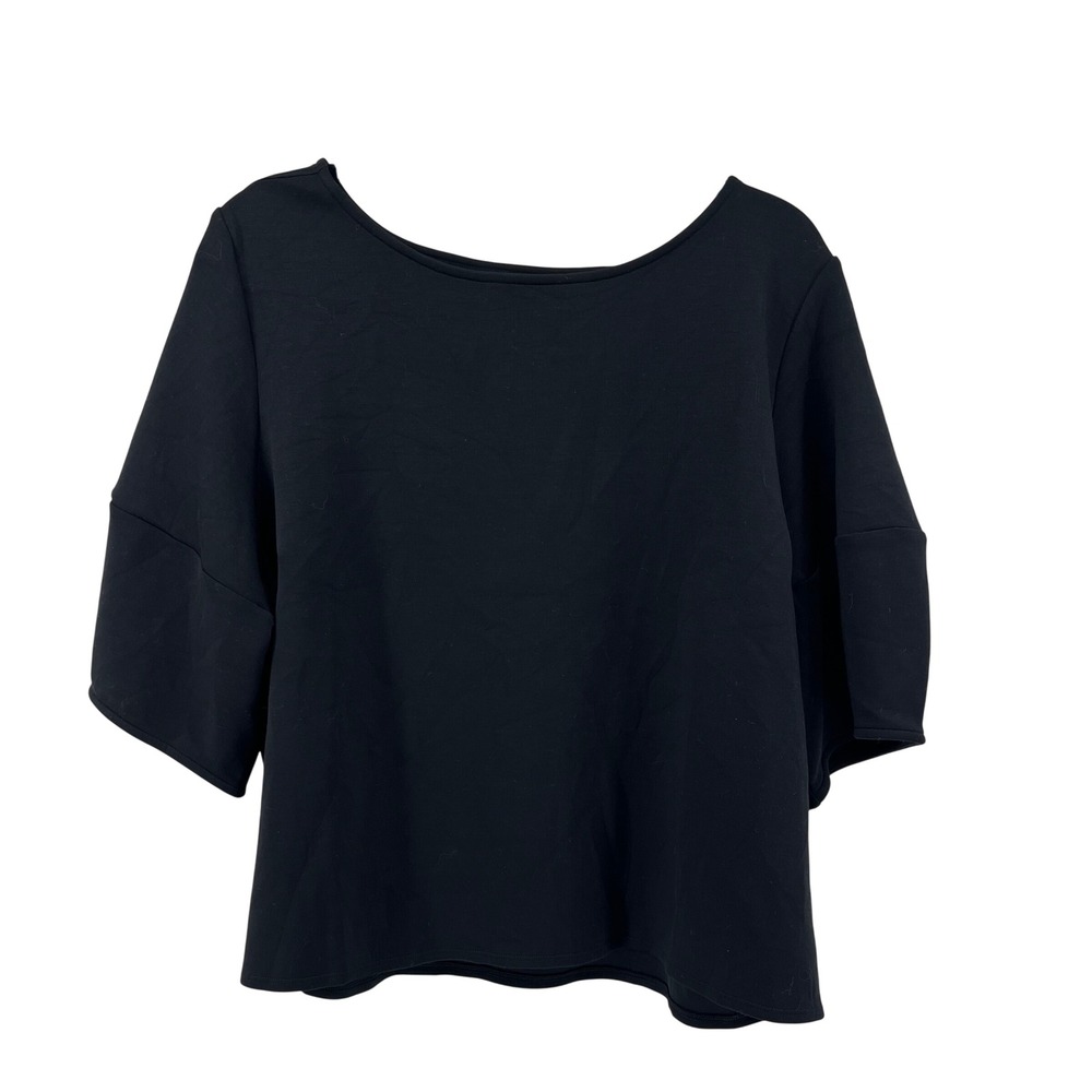 Spanx AirEssentials Boat Neck Top Very Black Elbow Sleeve Womens 2X Plus Size